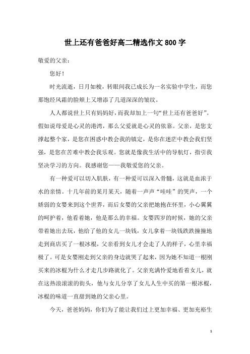 世上还有爸爸好高二精选作文800字