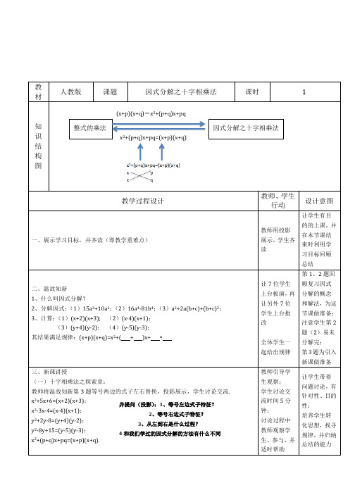 数学人教版八年级上册因式分解之十字相乘法