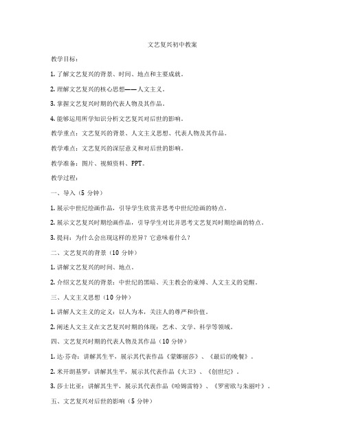 文艺复兴初中教案