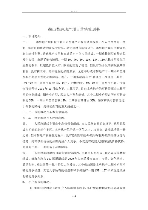 鞍山某房地产项目营销策划书