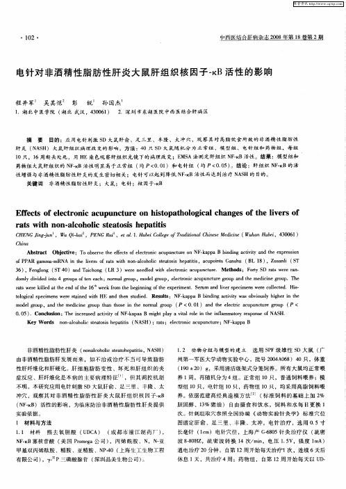 电针对非酒精性脂肪性肝炎大鼠肝组织核因子-κB活性的影响
