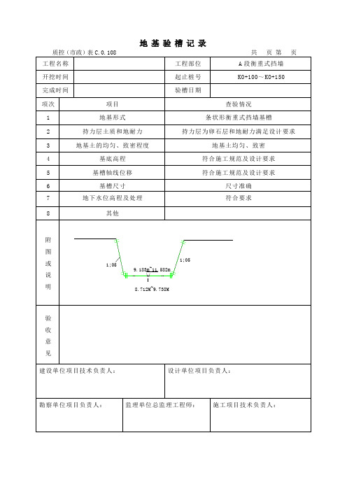 地基验槽填写范例
