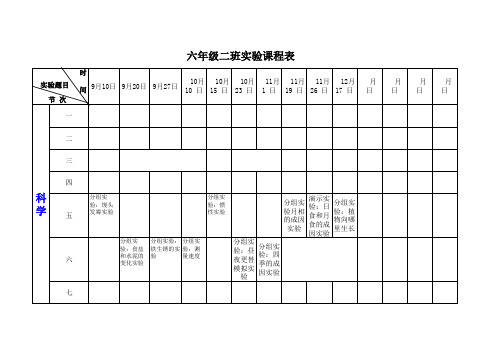 实验课程表统计表6.12