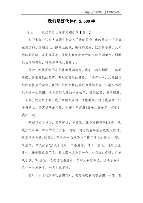 我们是好伙伴作文600字