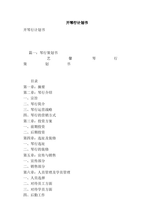 开琴行计划书