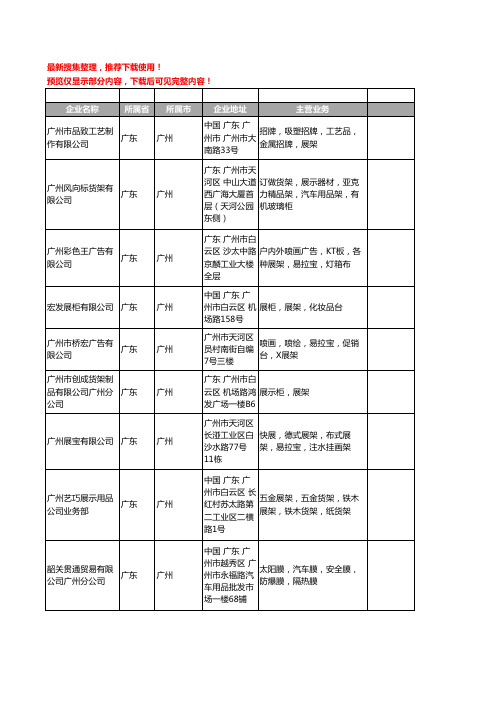 新版广东省广州展架工商企业公司商家名录名单联系方式大全400家