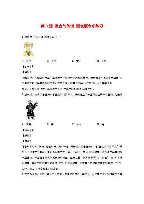 人教部编版八年级历史上册第3课 远古的传说  图表题专练(含解析)