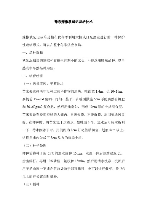 豫东辣椒秋延迟栽培技术