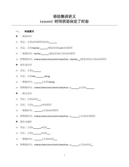 初中英语专题复习-时间状语决定时态讲义
