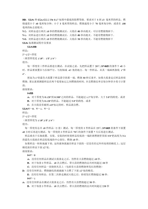 阻燃等级分级方法
