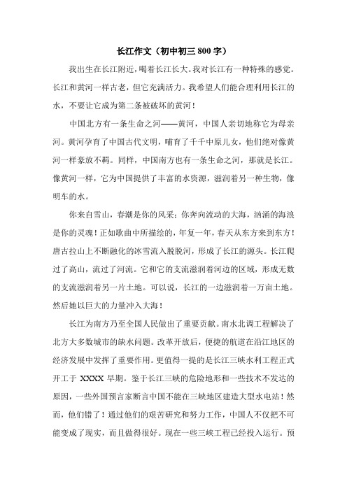 长江作文(初中初三800字).doc