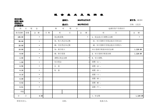 现金盘点表