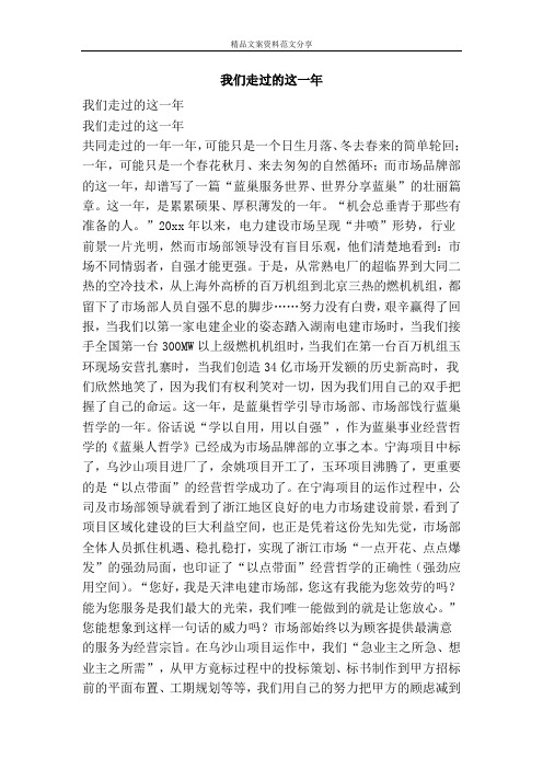 我们走过的这一年-精品文案范文