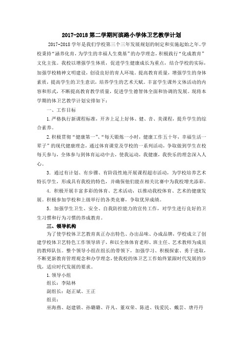 2017-2018第二学期河滨路小学体卫艺教学计划