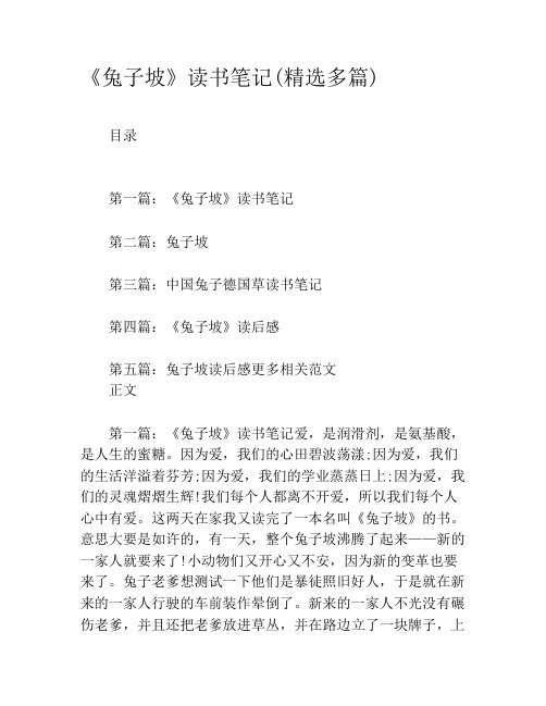 《兔子坡》读书笔记(精选多篇)