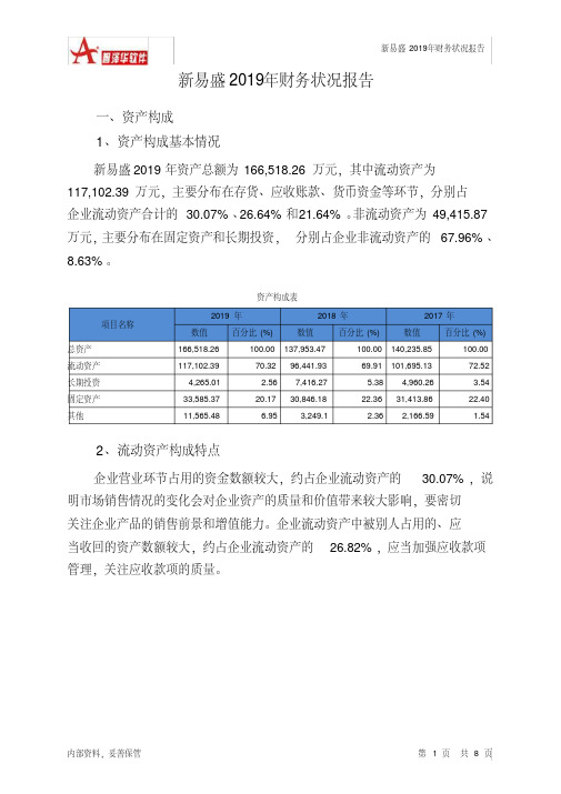 新易盛2019年财务状况报告