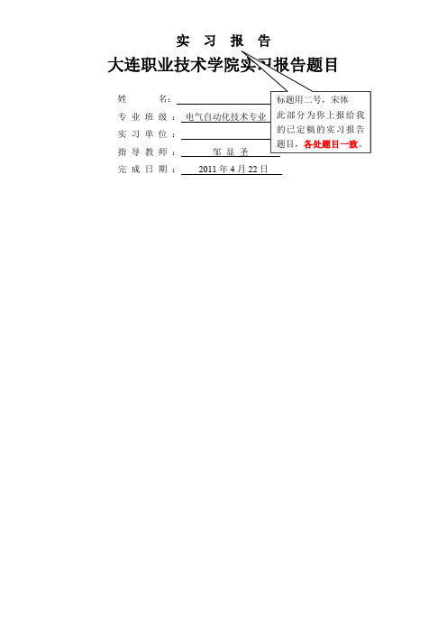 大连职业技术学院实习报告模板  书写方法