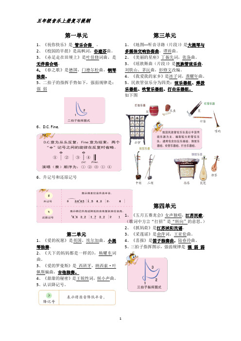 五上音乐复习资料