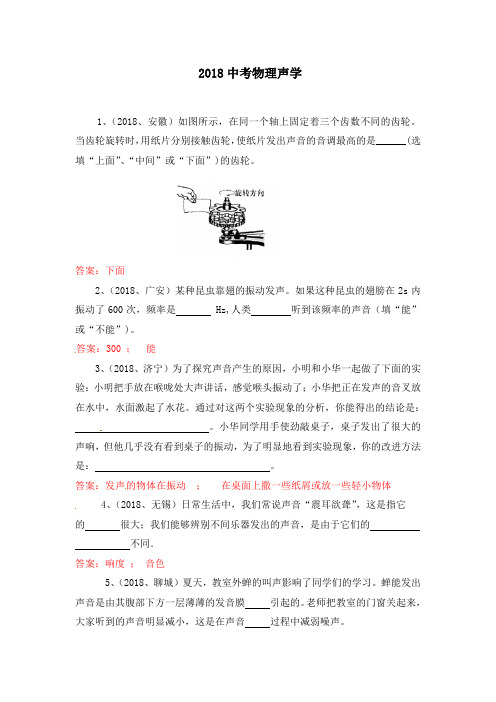 2018中考物理声学 精品