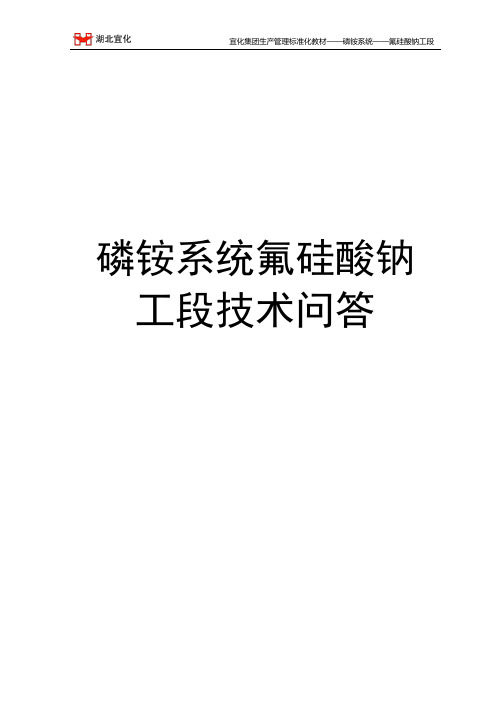 磷铵系统氟硅酸钠工段技术问答(4.14修改稿)