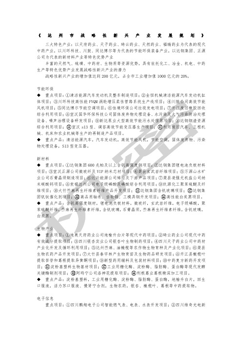 达州市新兴产业发展规划