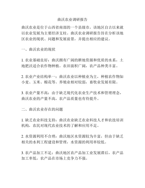 曲沃农业调研报告