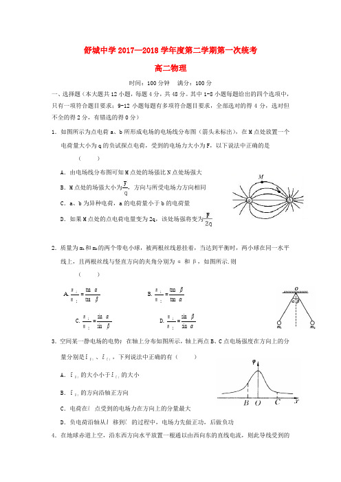 高二物理下学期第一次统考开学考试试题