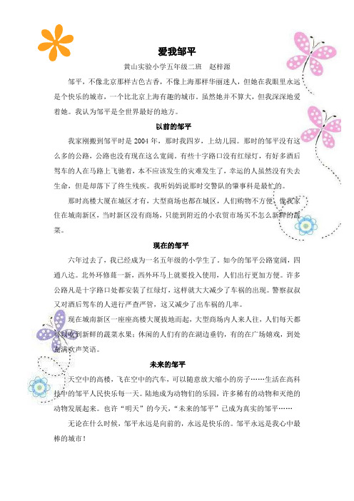爱我邹平作文