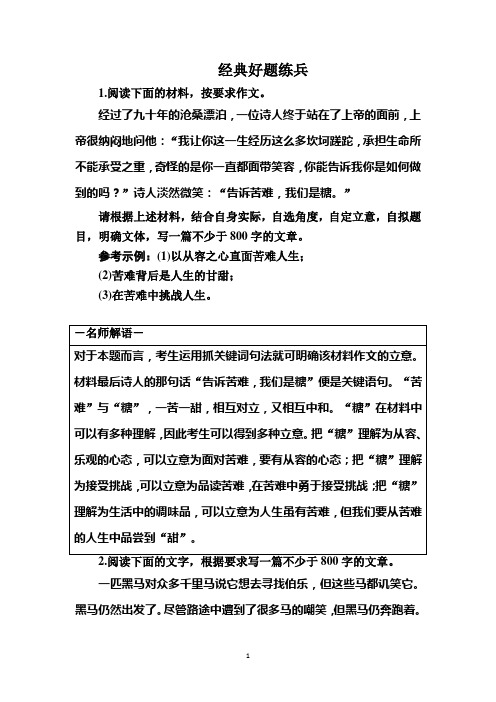 2017年高考语文一轮复习对点训练：4.3 审题与立意 晴空一鹤排云上 Word版含答案