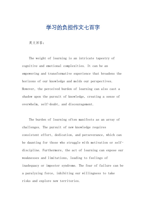 学习的负担作文七百字