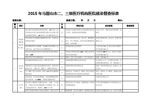 医院感染管理检查评分标准