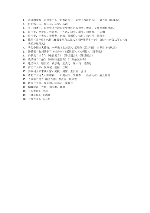 明清文学填空题