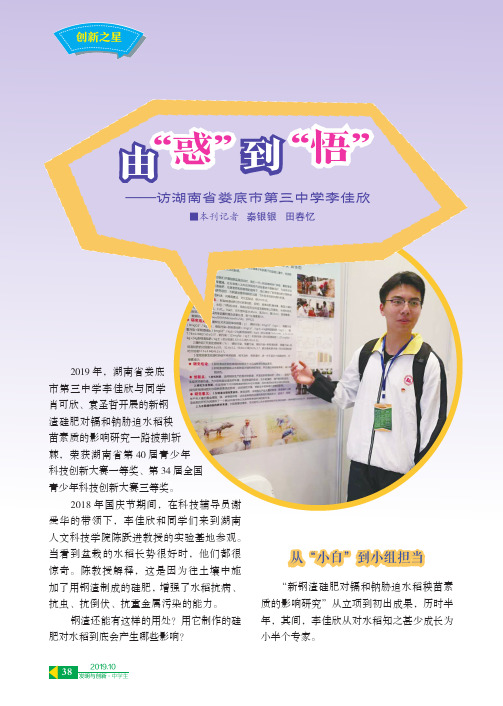 由“惑”到“悟”——访湖南省娄底市第三中学李佳欣