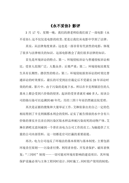 《永不妥协》影评