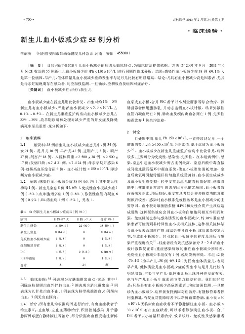 新生儿血小板减少症55例分析