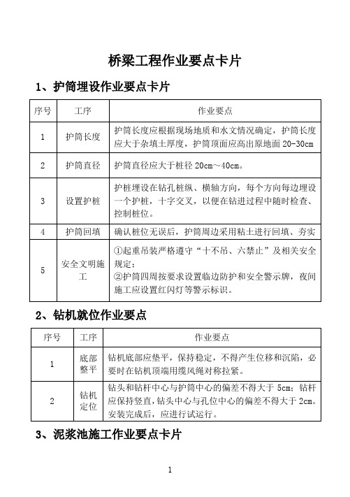 桥梁、涵洞施工工序作业要点卡片