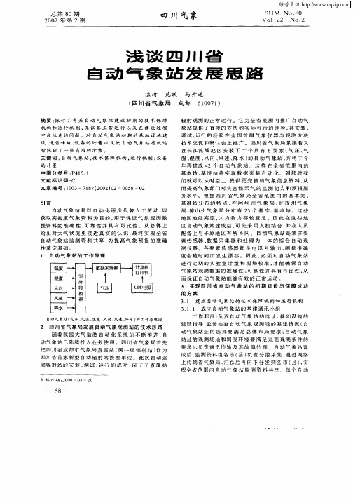 浅谈四川省自动气象站发展思路