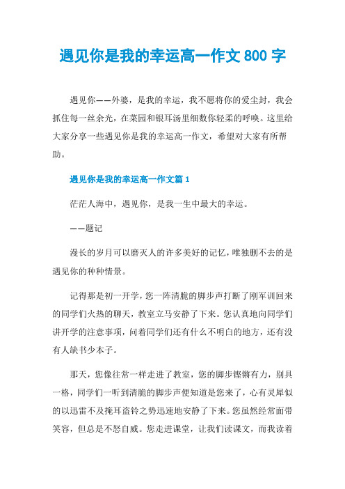 遇见你是我的幸运高一作文800字