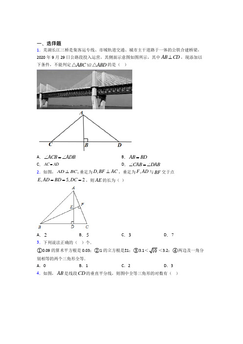 武汉市武珞路中学八年级数学上册第十二章《全等三角形》复习题(培优)