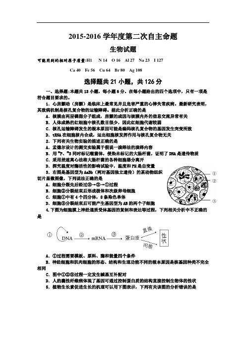 陕西省西安市临潼区华清中学2016届高三第二次自主命题