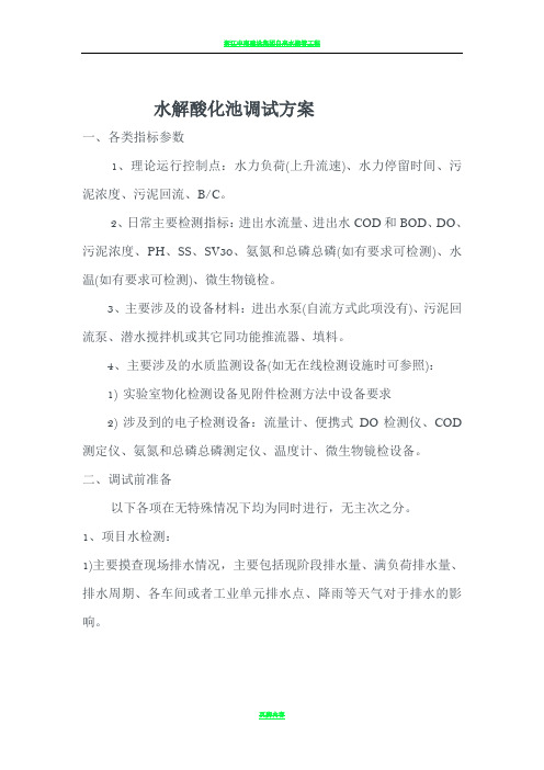 水解酸化池调试方案