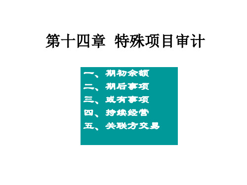 第十四章  特殊项目审计
