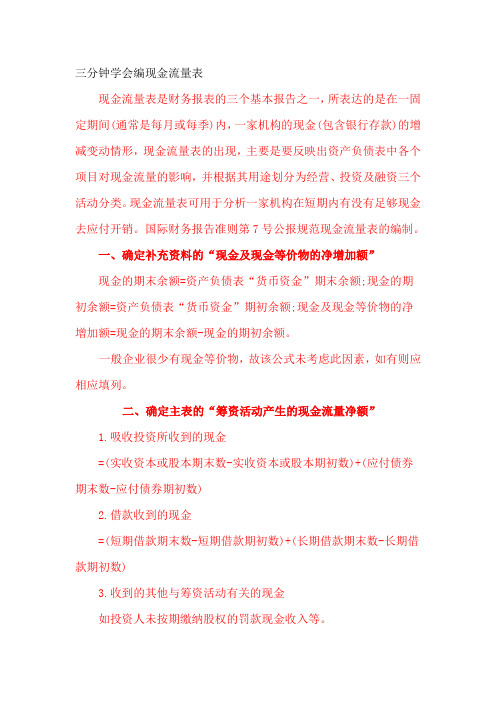 3分钟学会编现金流量表