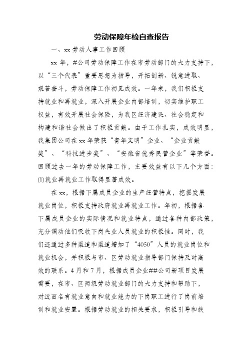 劳动保障年检自查报告