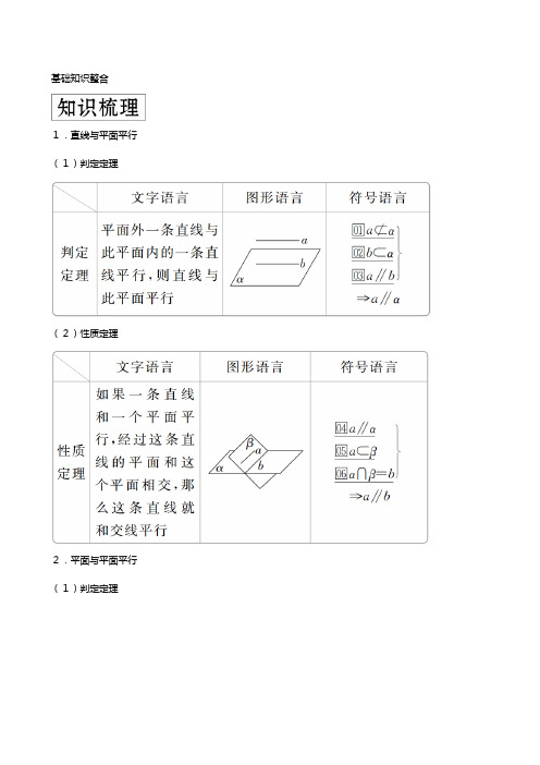 新人教A版版高考数学一轮复习第八章立体几何直线平面平行的判定及性质教案理解析版
