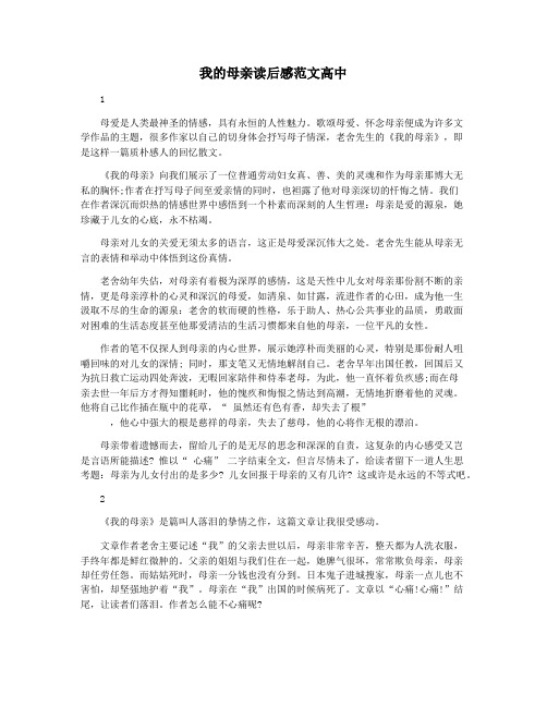 我的母亲读后感范文高中