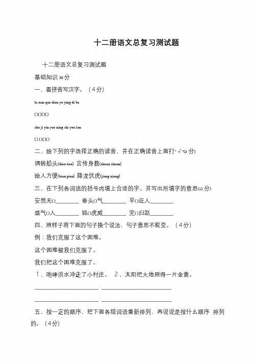 十二册语文总复习测试题