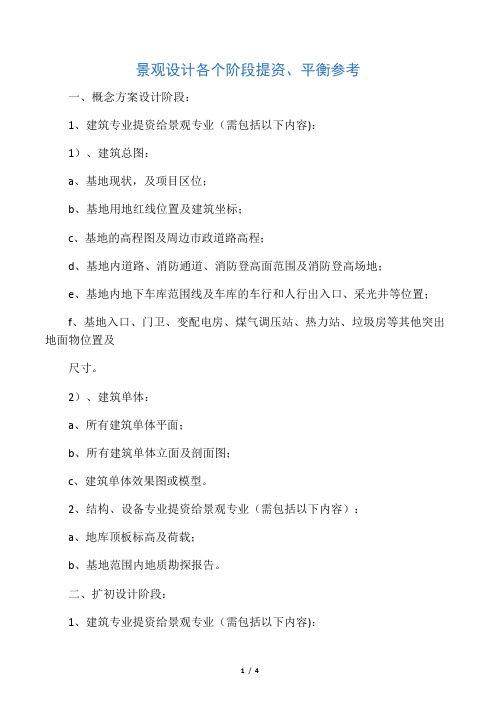 景观设计各个阶段建筑提资要求