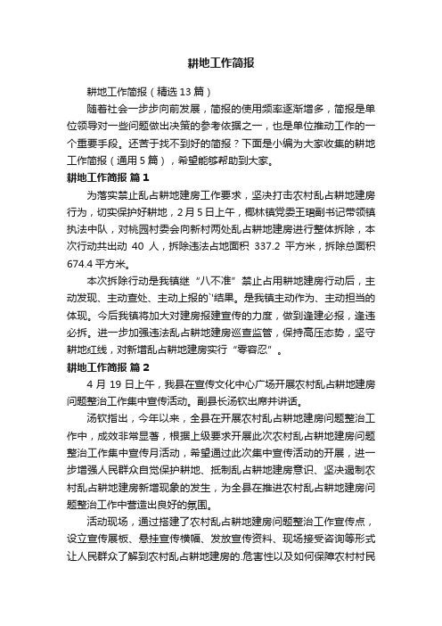 耕地工作简报（精选13篇）