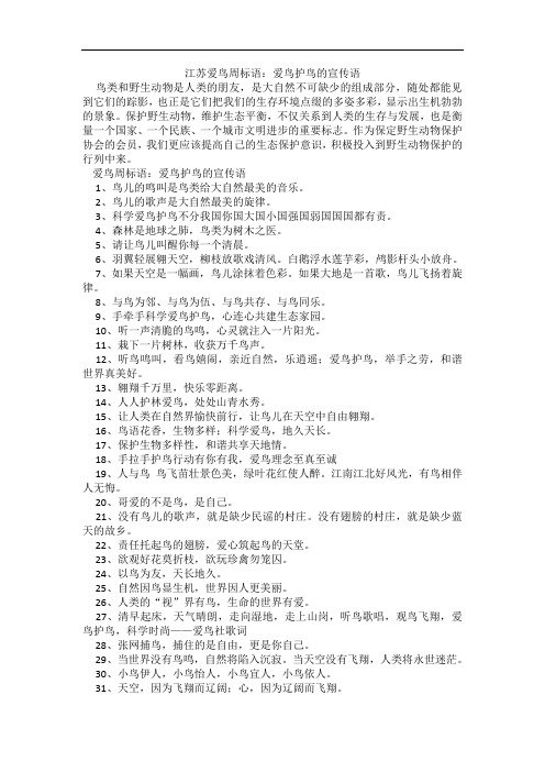 江苏爱鸟周宣传标语